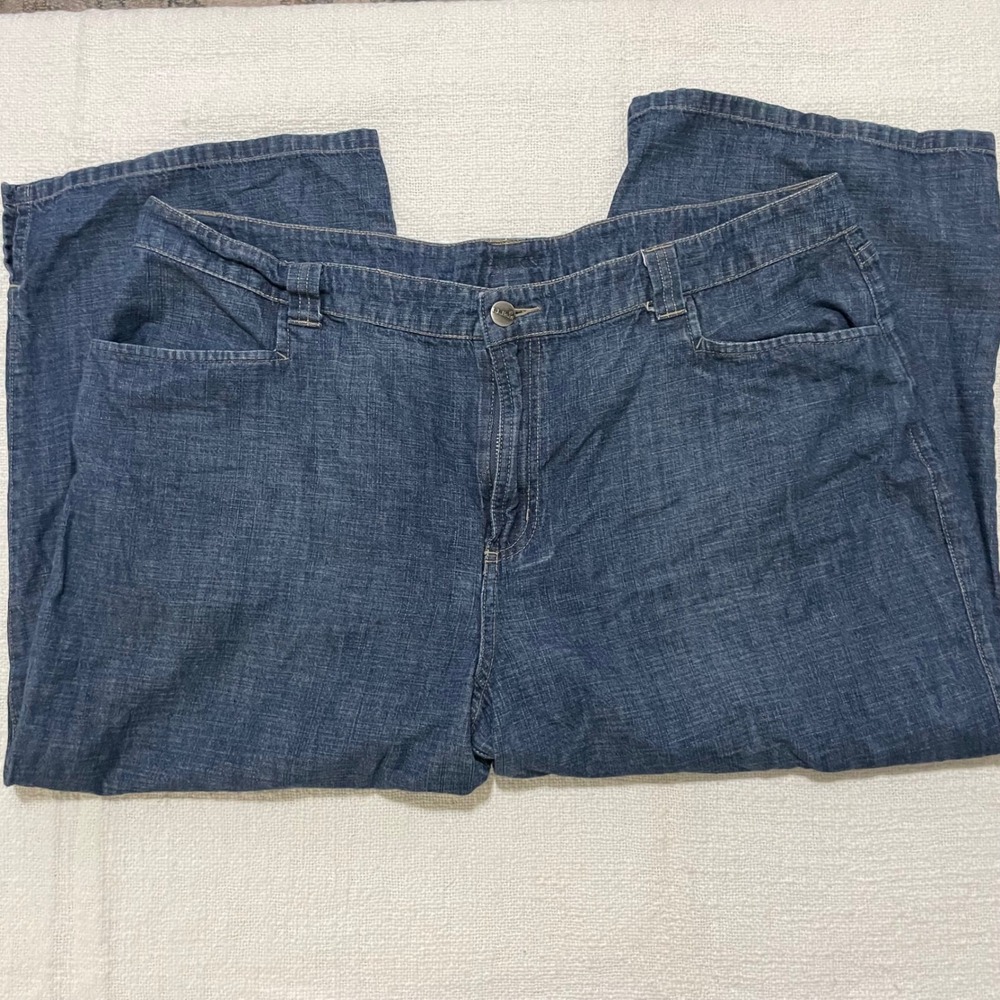 LL Bean Womens 20 Pet Denim Capri Pants Blue Cotton Wide Leg Crop Jeans CBA9